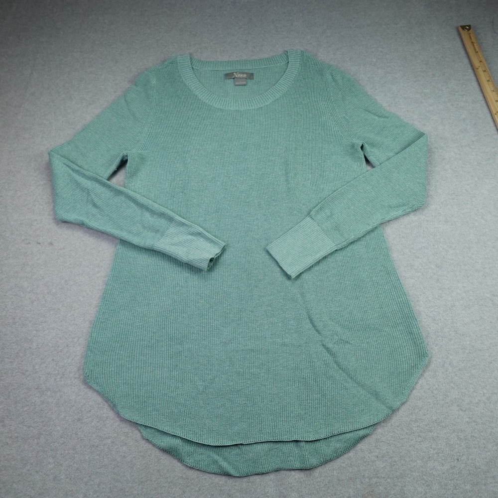Natural Reflections Sweater Womens L Green Casual Pullover Ribbed Knit